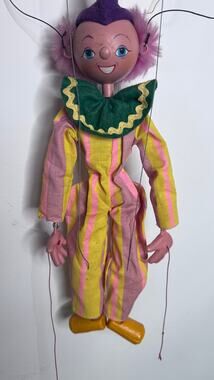 Vintage Pelham Puppets Clown Marionette Puppet Pink Made In England 13”